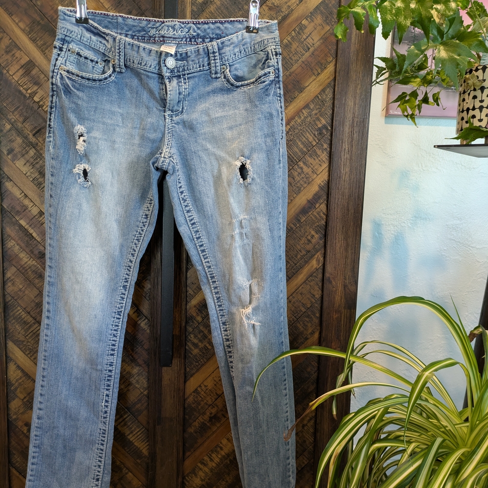 Distressed Blue Jeans